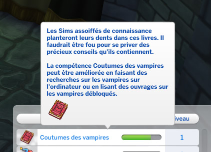 Les Sims 4 Vampires - La compétence Coutumes des vampires