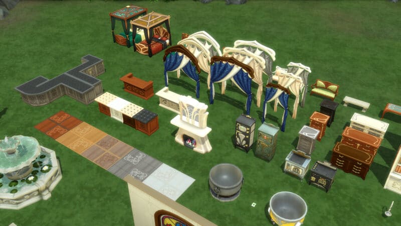 Les Sims 4 Monde Magique - Cheminée et divers meubles