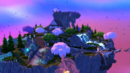 Cette vue du Monde Magique des Sims 4 a été réalisée avec le Mode TAB de la caméra