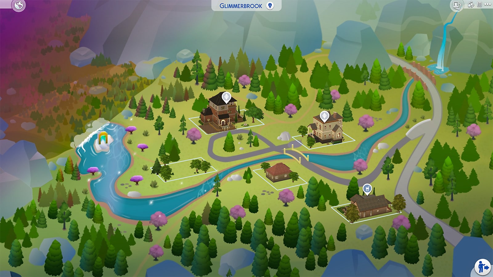 Les Sims 4 Monde Magique - Carte de Glimmerbrook