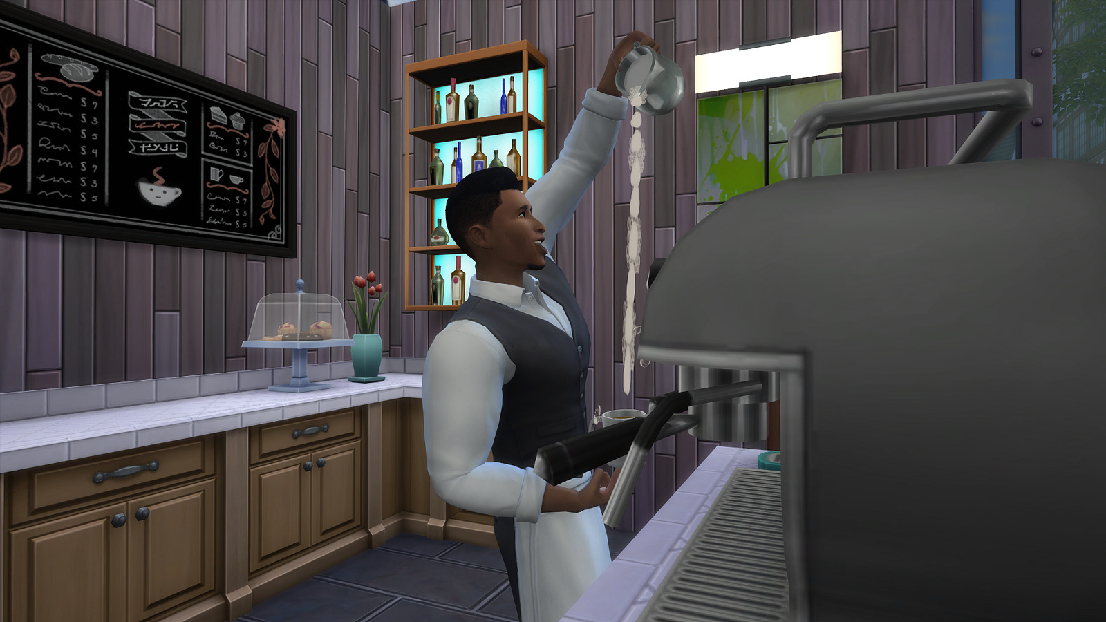 Les baristas des Sims 4 Vivre Ensemble sont visiblement passés maîtres dans la préparation des boissons...
