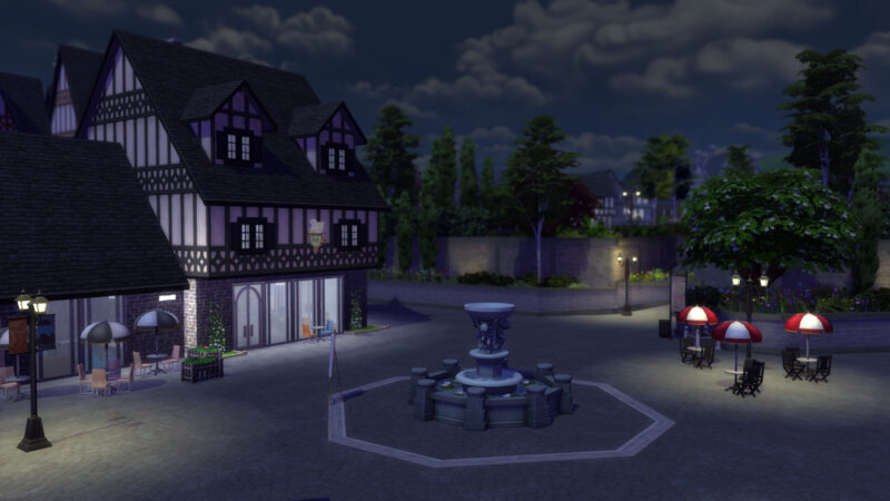 Le centre-ville de Windenburg offre une architecture radicalement différente des autres mondes des Sims 4