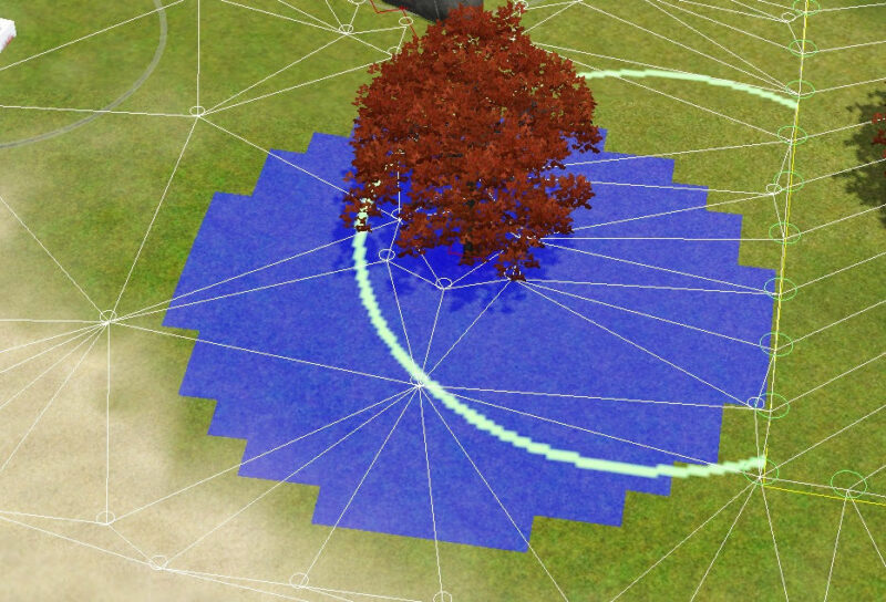 Envie que cet arbre ne soit pas dérangé ? Un coup de peinture de routage autour empêchera les Sims de s'en approcher !